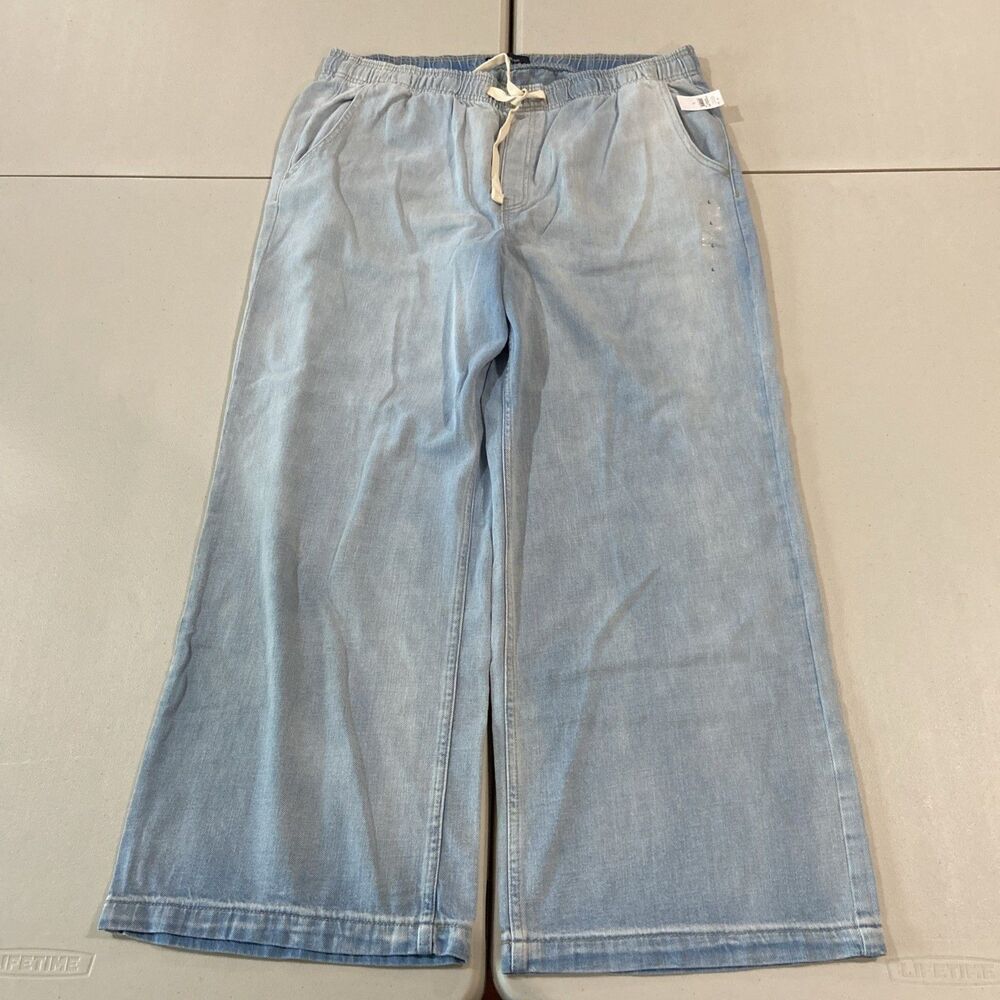 NWT GAP High Rise Wide Leg Super Baggy Chambray Pants Large
